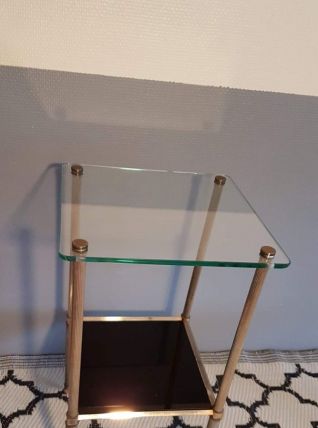 tablette verre et métal doré 2 plateaux