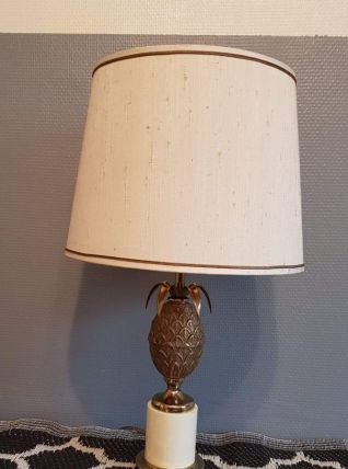 lampe ananas ancienne laiton et métal doré années 70