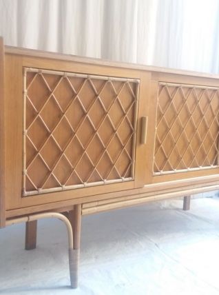 ENFILADE BOIS ET ROTIN  " VINTAGE 50 " 