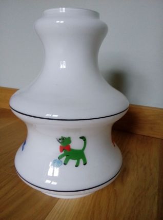 Globe abat-jour en opaline avec décor enfant