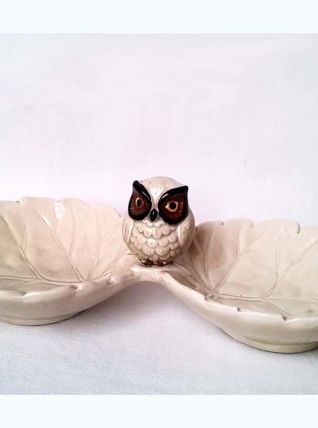 plat serviteur hibou d' OMC Otagiri Japon