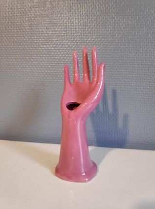 main soliflore céramique rose