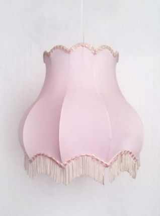 Abat-jour à franges rose 