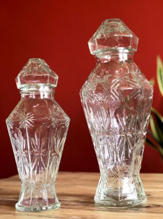 Lot de 2 carafes/ bonbonnieres en verre