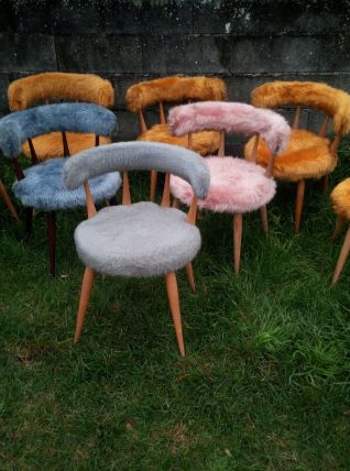 fauteuil année 60 70 fourrure moumoute vintage retro