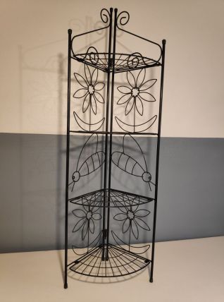 porte-plantes pliable métal vintage étagère d'angle 
