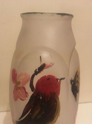 Vase ancien verre dépoli 