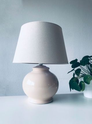 Grosse lampe céramique rose poudré