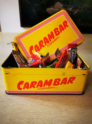 Boîte à sucre en métal carambar vintage 