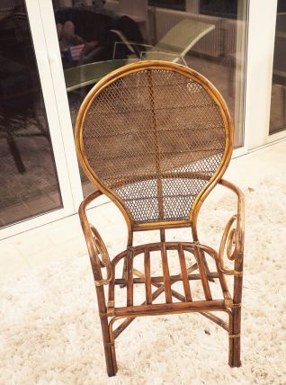 Fauteuil bambou dossier en rotin
