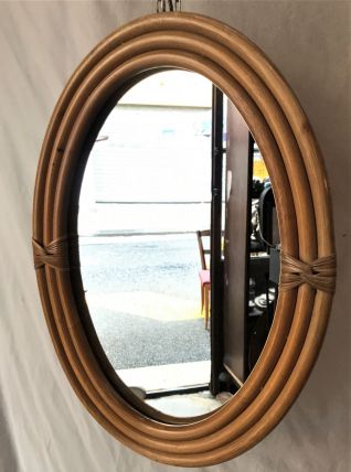  Miroir ovale bambou