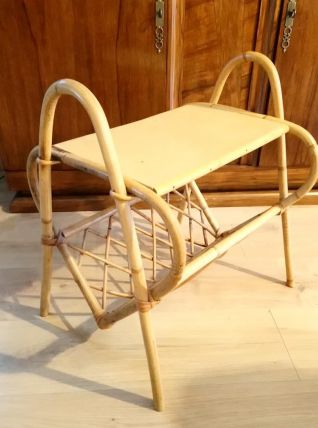 Porte revues vintage en rotin 
