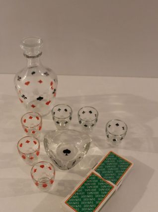 Service à liqueur vintage jeu de cartes