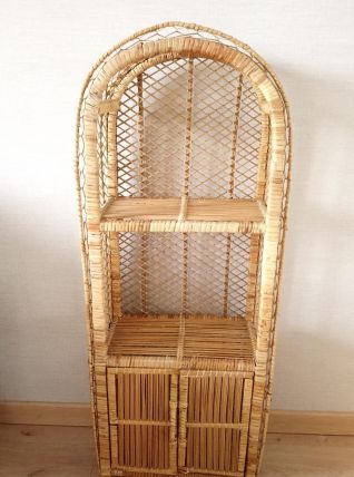 Bibliothèque, étagère en rotin 