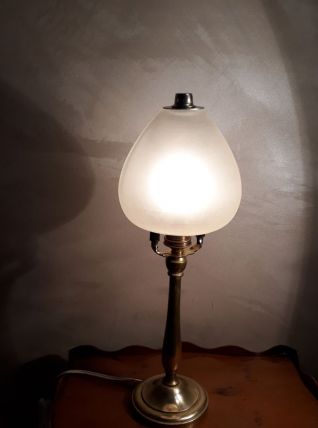 lampe de bureau  laiton art deco verre 