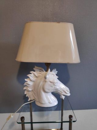 lampe tête de cheval en céramique blanche 