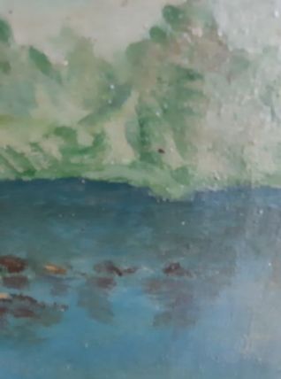 Grand Tableau "L'oasis animé" signé