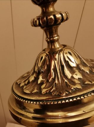 Chandelier 5 branches en laiton ancien