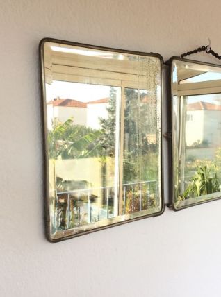 Miroir de barbier triptyque vintage