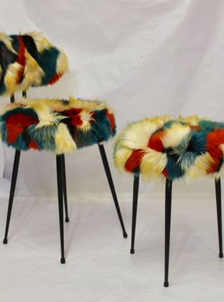 Chaise et tabouret Pelfran des années 70