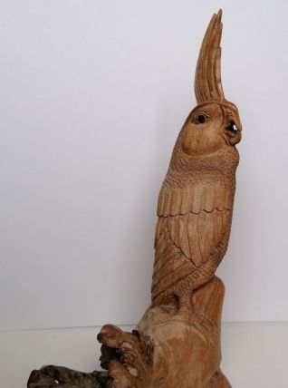 Perroquet sculpture en bois 