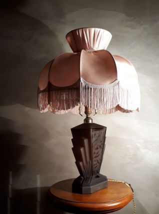 lampe verre moulé pressé depoli chocolat 