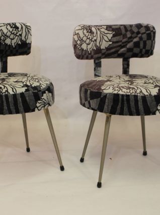 Paire de chaises Pelfran années 70 tissu Sonia Rykiel