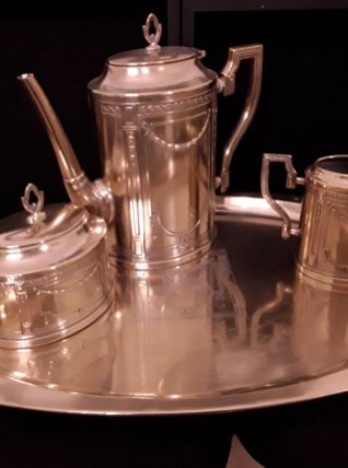 Service café  en cuivre  commémoration mariage 1886-1911