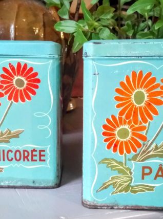 Deux boites en tôle "pâtes" et "Chicorée"