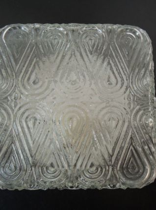 Plafonnier carré en verre vintage