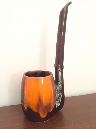 Vallauris forme de pipe haute : cendrier ou vase vintage