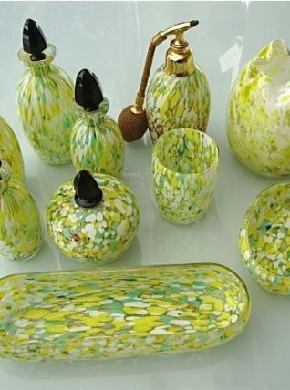 Ensemble de toilette en verre soufflé arts déco années 30