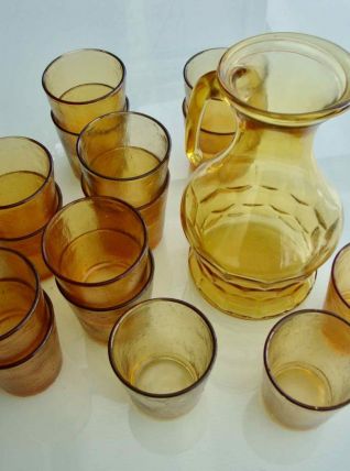 Service carafe et 15 verres vintage 