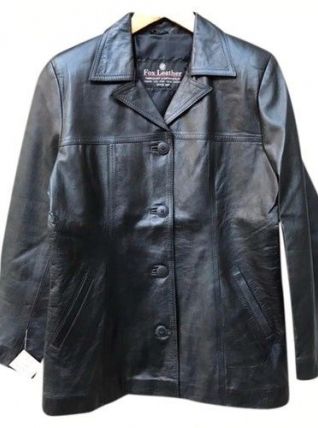 veste femme  en veritable cuir noir  