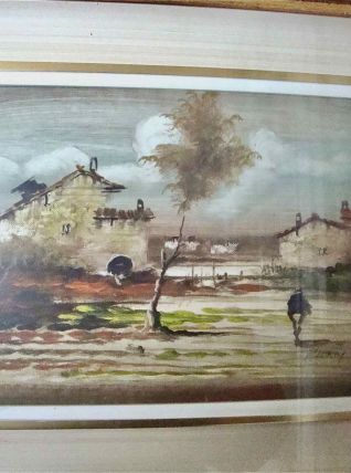 Tableau ancien jour de pluie