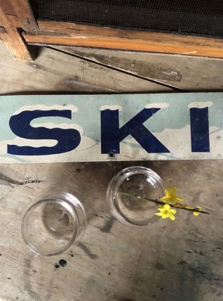 Plaque publicitaire SKI glacier vintage 