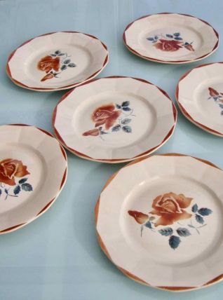 Set 6 assiettes plates Digoin Sarreguemines