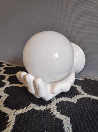 applique main grande en céramique et opaline blanches 