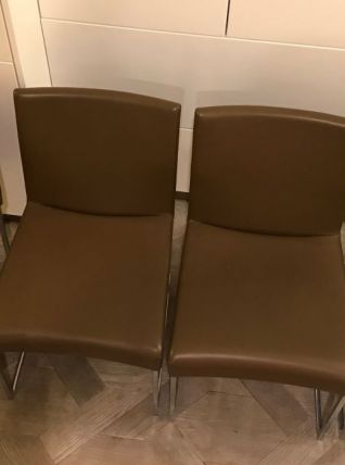 lot de 4 chaises en cuir marron foncé B&amp;B Italia by Antonio 