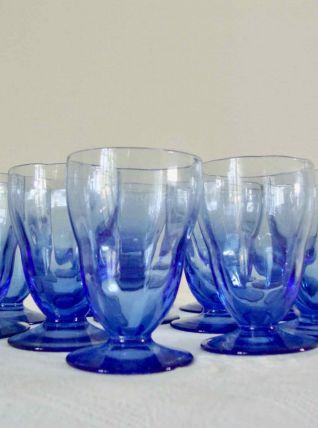 12 verres bleu myosotis