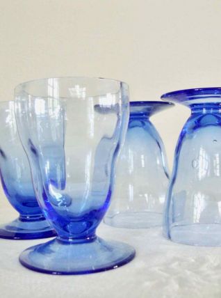 4 verres bleu myosotis