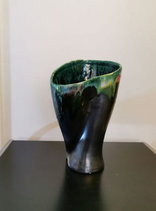 Vase Vallauris lustré noir
