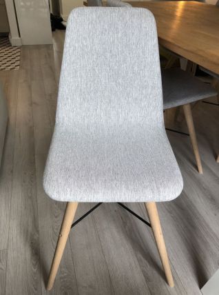 6 chaises danoises originales gris clair pieds bois massif