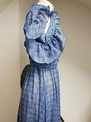 robe bleu vintage fait main pièce unique