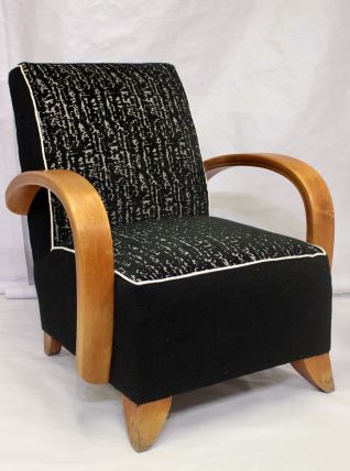 Fauteuil Art Déco 1930 bois courbé dans le style de Jindřich