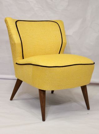 Fauteuil cocktail vintage années 50 restauré tissu Kenzo Edi