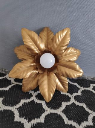 applique murale feuilles dorées vintage des années 70