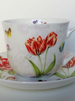 Tasse et soucoupe en porcelaine et sa boîte Easy Life