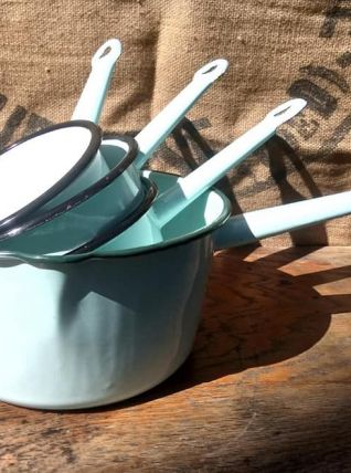 Lot de 4 casseroles émaillées - Années 50