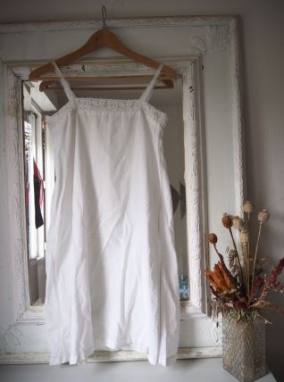 Antique chemise de nuit en coton blanc lingerie ancienne vin